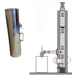 Rovný diel v pr. 130 mm s čistiacim otvorom (krytkou v rozmere 180 x 135 mm) v hr. 0,5 mm v dĺžke 500 mm - Kominus